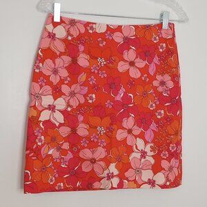 Talbots Tossed Flowers Pink & Orange Floral Skirt